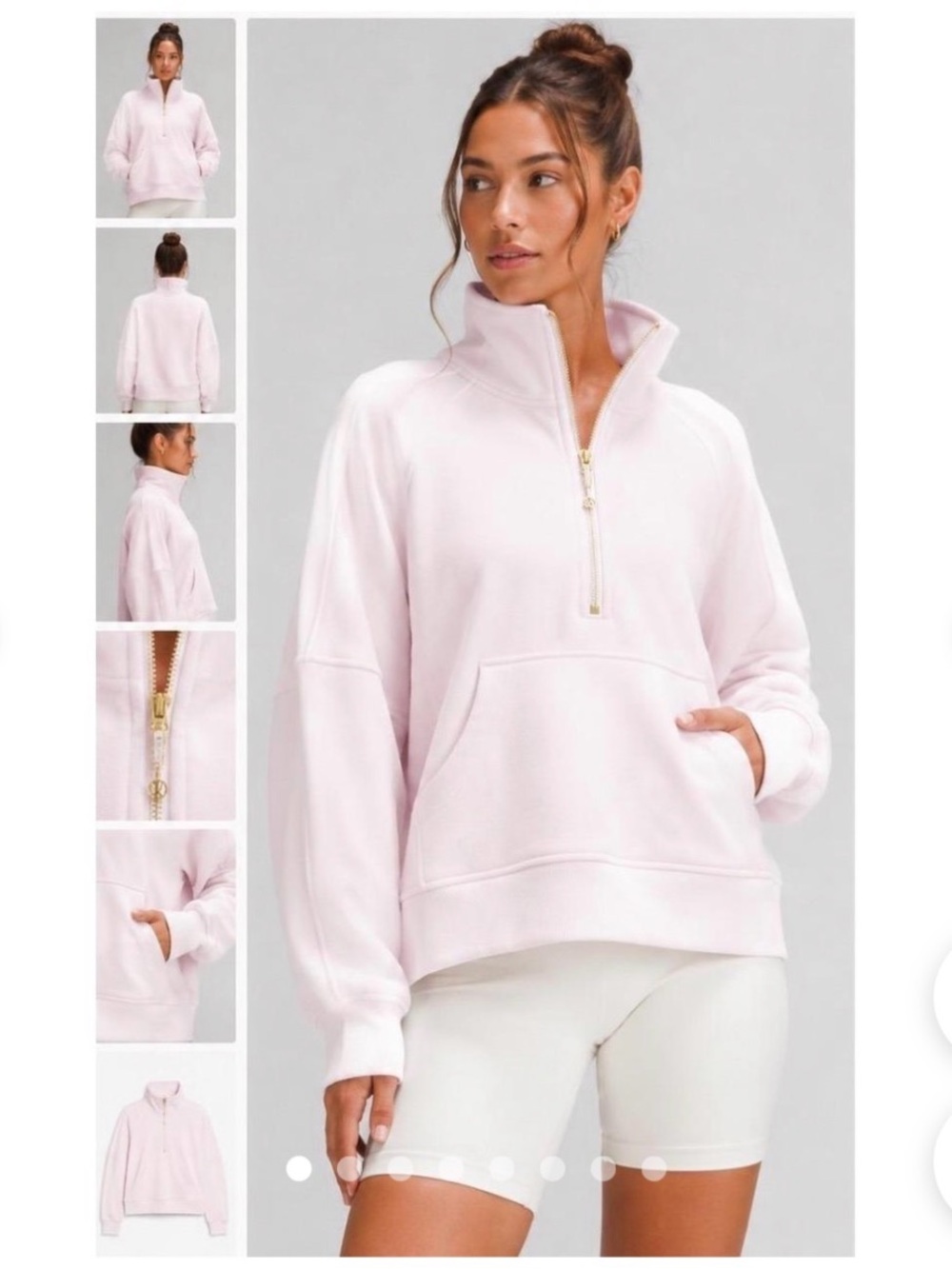 NWT Lululemon Scuba Oversized Funnel Neck Half Zip Ballet Pink Gold Zipper XL